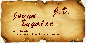Jovan Dugalić vizit kartica